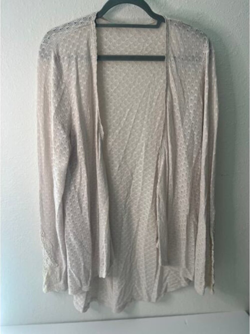 Maurices Cream/Beige Open front crochet cardigan XL